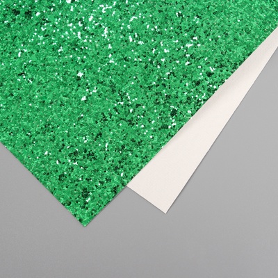 Лист для творчества искусственная кожа «Крупные блёстки», зелёный лист 33×20 см, толщина 0.84 мм