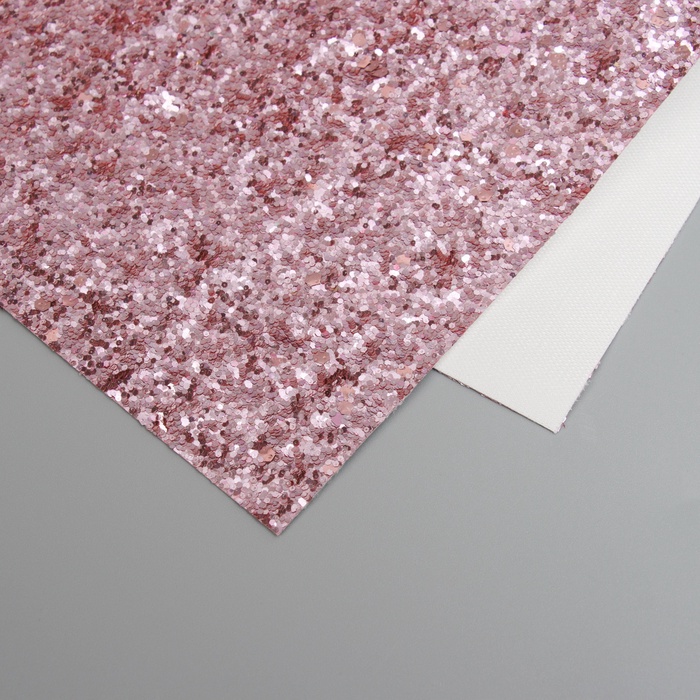 Лист для творчества искусственная кожа «Крупные блёстки», розовое золото лист 33×20 см, толщина 0.84 мм - Фото 1