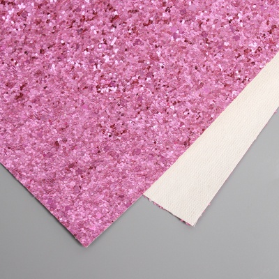 Лист для творчества искусственная кожа «Крупные блёстки», фуксия лист 33×20 см, толщина 0.84 мм