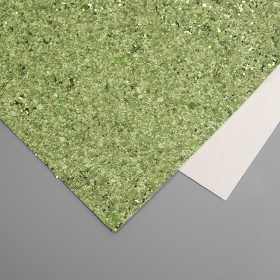 Лист для творчества искусственная кожа «Крупные блёстки», светло-зелёный лист 33×20 см, толщина 0.84 мм