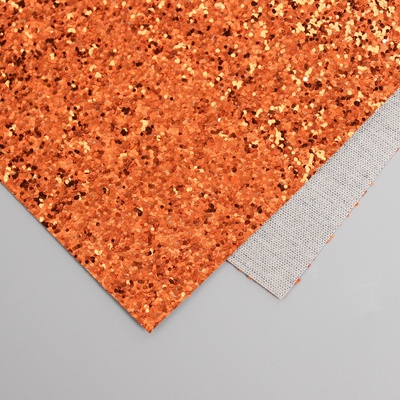 Лист для творчества искусственная кожа «Крупные блёстки», оранжевый лист 33×20 см, толщина 0.84 мм