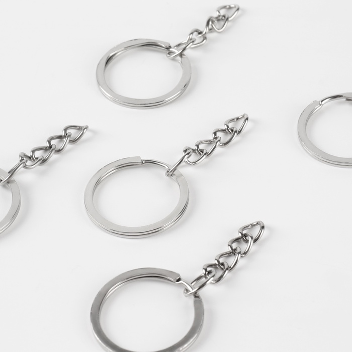 Основа для брелока, с цепочкой, d=25 мм, цвет серебряный - Фото 1