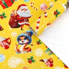 Бумага упаковочная новогодняя «Подарки и змейка Символ года», глянец, 80 г/м² , 50×70 см - Фото 1