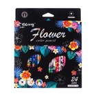 Карандаши 24 цвета, в картонной коробке, шестигранные, деревянные «Цветы на чёрном», МИКС - Фото 7