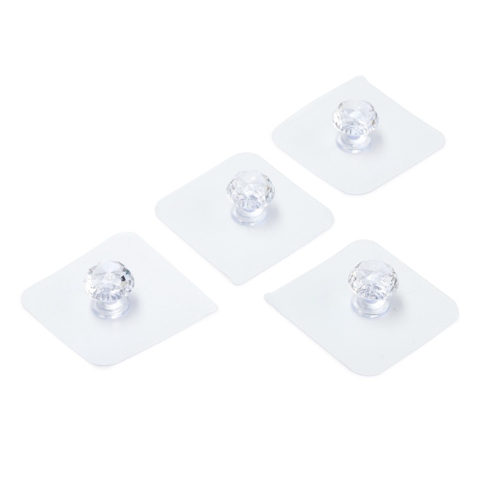 Ручка-кнопка с клейкой поверхностью ТУНДРА, прозрачный, набор 4 шт. - Фото 1