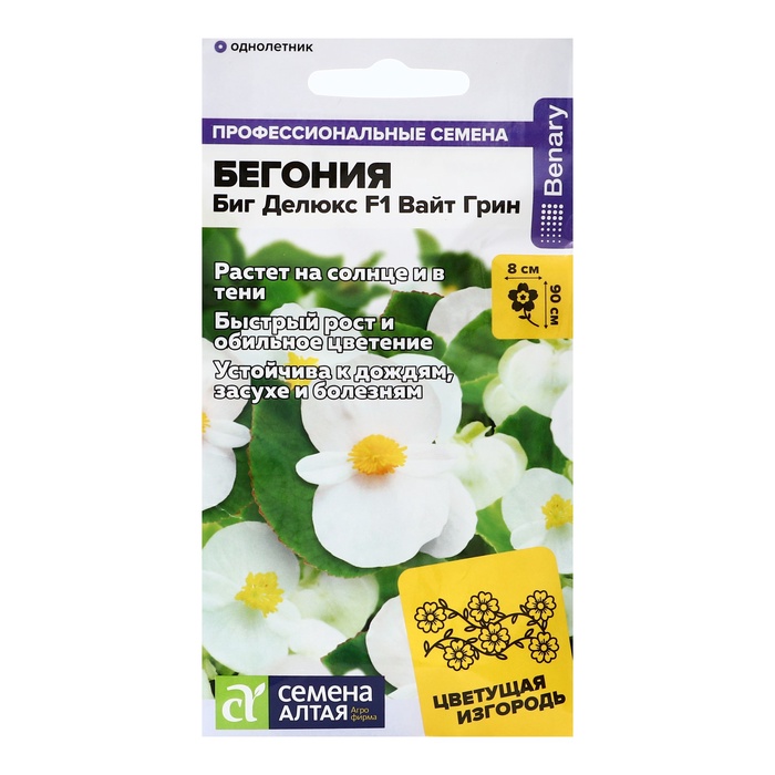 Семена цветов Бегония Биг Делюкс F1 Вайт грин, ц/п, 3 шт. - Фото 1
