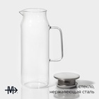 УЦЕНКА Кувшин для воды Magistro «Богема», 1.7 л, 10×27.5 см, стекло, с металлической крышкой, цвет крышки серебряный - Фото 2
