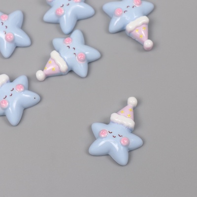 Декор для творчества пластик «Звездочка в колпаке», набор 6 шт., 2.7×2.5×0.8 см