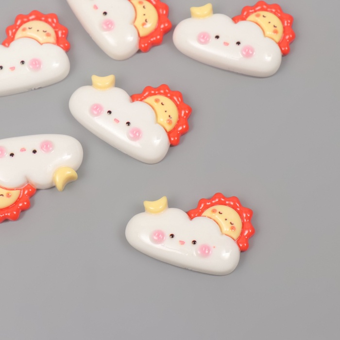 Декор для творчества пластик «Солнце и облако», набор 6 шт., 1.5×2.7×0.8 см - Фото 1