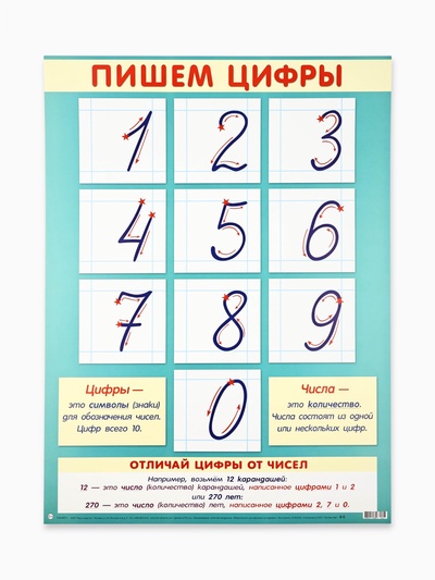 Плакат «Пишем цифры», картон, 44.5×60 см