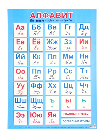 Плакат «Алфавит. Печатные и прописные буквы» картон, 44.5×60 см
