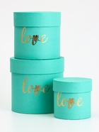 Набор шляпных коробок 3 в 1 Love светло-зелёный, 16×15.5 - 11×10.5 см 10848295