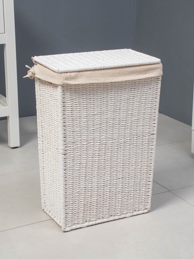 Корзина для белья LaDо́m «Классика», прямоугольная, 45×27×64 см, белая