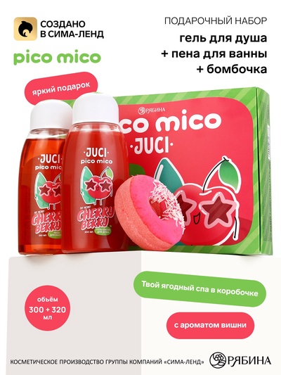 Подарочный набор: гель для душа 300 мл, пена для ванны 320 мл, бомбочка для ванны «Пончик», PICO MICO