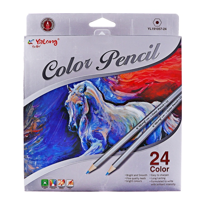 УЦЕНКА Карандаши 24 цвета, в картонной коробке, шестигранные, корпус серебро, дер, пейзаж Микс 1055 - Фото 1