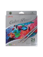 УЦЕНКА Карандаши 24 цвета, в картонной коробке, шестигранные, корпус серебро, дер, пейзаж Микс 1055 - Фото 5