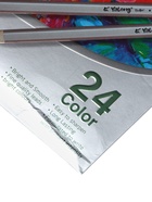 УЦЕНКА Карандаши 24 цвета, в картонной коробке, шестигранные, корпус серебро, дер, пейзаж Микс 1055 - Фото 6