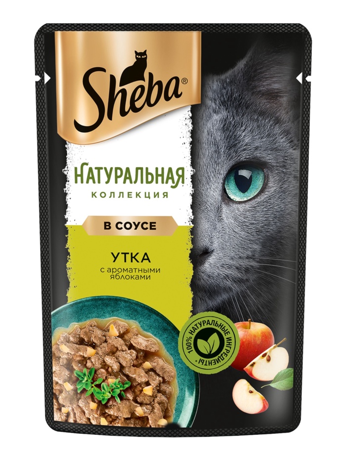 Влажный корм Sheba Natures для кошек, пауч, утка/яблочное рагу, 75 г - Фото 1
