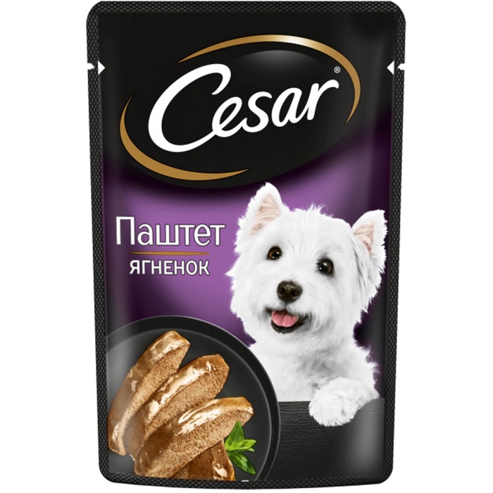 Влажный корм Cesar для собак, паштет с ягнёнком, пауч, 80 г - Фото 1