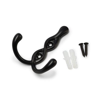 Крючок мебельный CAPPIO PIGTAIL, двухрожковый, цвет черный