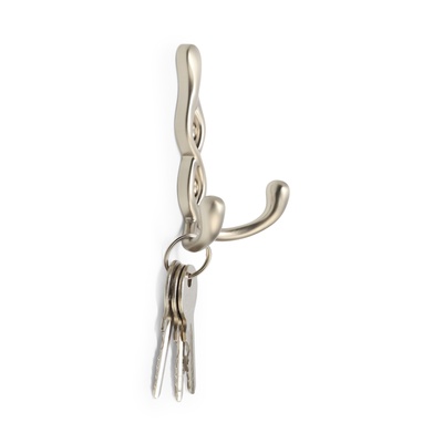 Крючок мебельный CAPPIO PIGTAIL, двухрожковый, цвет матовый сатиновый никель