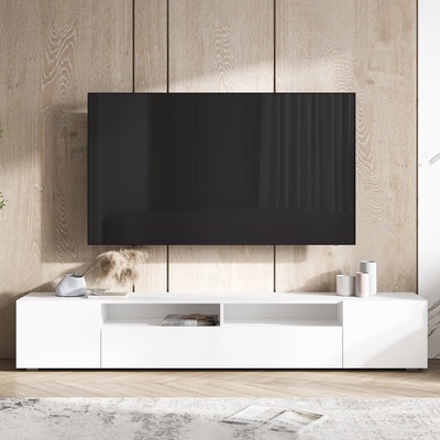 Тумба под ТВ подвесная «Сити», напольная, 2000×346×330 мм, цвет белый