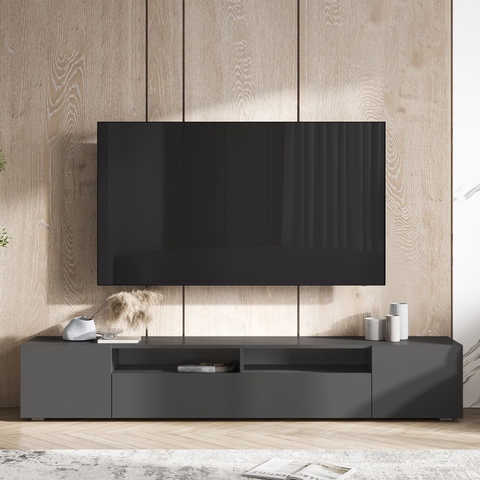 Тумба под ТВ подвесная «Сити», напольная, 2000×346×330 мм, цвет графит - Фото 1