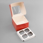 Коробка под 4 капкейка с окном, «С Праздником 8 марта», 16×16×10 см - Фото 5