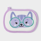 Мочалка детская для купания Доляна «Котёнок», 12×8 см, фиолетовая - Фото 6