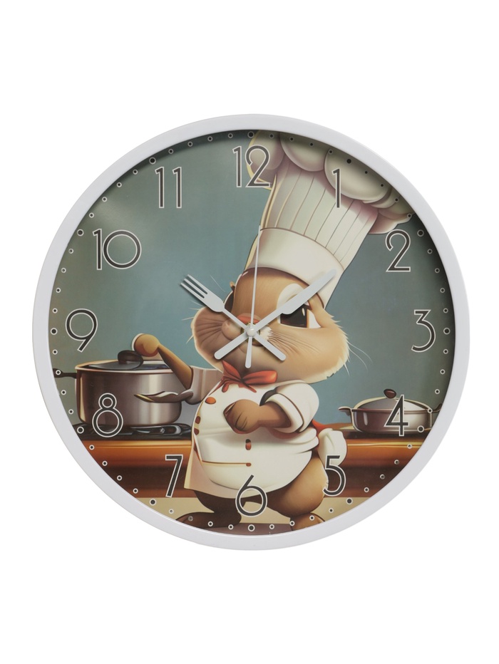 Часы настенные интерьерные «Кролик-шеф», для кухни, бесшумные, плавный ход, d=29.5 см, толщина 4.5 см