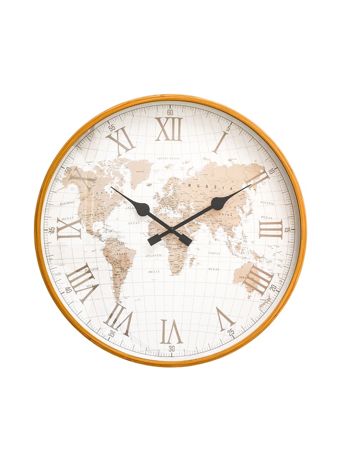 Часы настенные интерьерные «Карта мира», бесшумные, плавный ход, циферблат d=50 см - Фото 1
