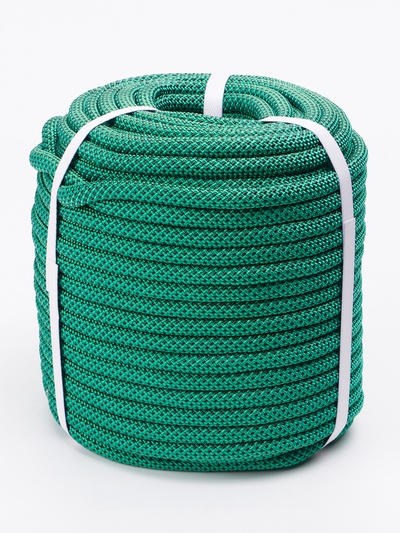 Веревка страховочно-спасательная Climb 48 прядная, черно-зеленая, d=10 мм, 50 м