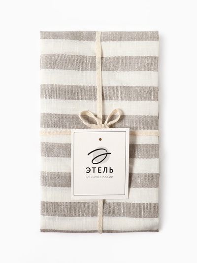 Дорожка на стол Этель Soprano 40×146 см, лён 100%, 180 г/м², белая/серая