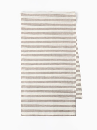 Дорожка на стол Этель Soprano 40×146 см, лён 100%, 180 г/м², белая/серая