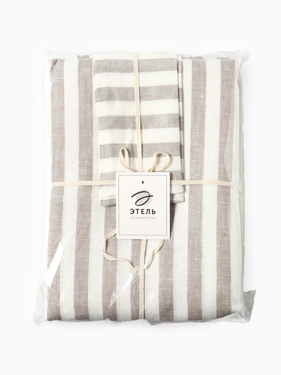 Комплект штор для кухни Этель Soprano, 140×180 см-2 шт., подхваты 2 шт., лен 100%,180 г/м²