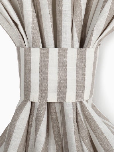 Комплект штор для кухни Этель Soprano, 140×180 см-2 шт., подхваты 2 шт., лен 100%,180 г/м²