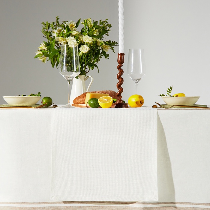 Дорожка на стол «Этель» Cloudy 40×146 см, лён 100%, плотность 210 г/м², белая