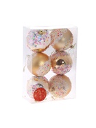 Ёлочные игрушки «Новогодний восторг», шары новогодние, d=8 см, набор 6 шт., золото - фото 120362336