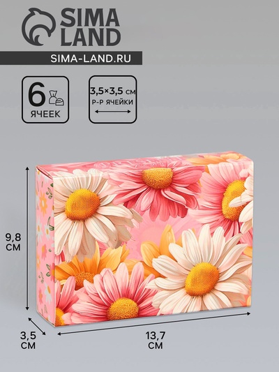 Коробка складная для 6 конфет «Презент», 13.7×9.8×3.8 см