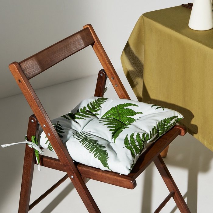 Подушка на стул «Этель. Папоротник», 42×42×7 см, белая