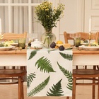 Дорожка на стол Этель «Папоротник» 40×146 см, репс 220 г/м², 100% хлопок, белая/зелёная - Фото 1
