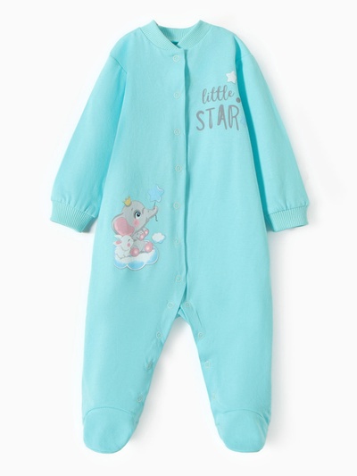 Комбинезон детский с закрытыми ножками «Слоник», цвет голубой, рост 74
