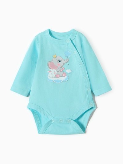 Боди детское с длинным рукавом, рост 62 см, мятное