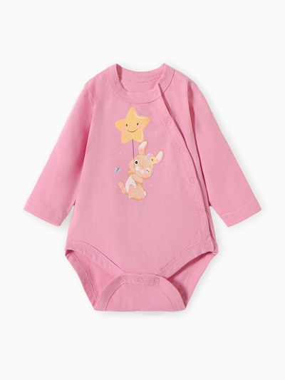 Боди детское с длинным рукавом «Зайка», рост 74 см, розовое