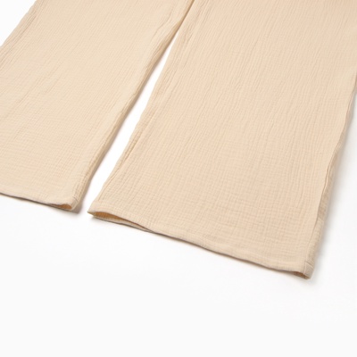 Комплект домашний женский (рубашка на запах, брюки) KAFTAN Basic, размер 48-50, молочный