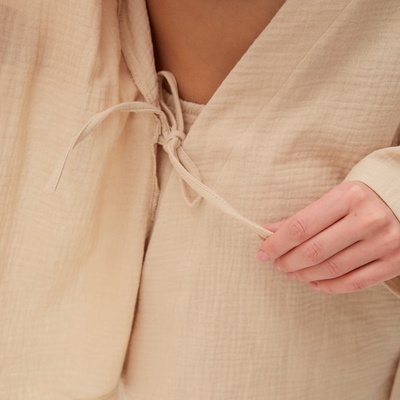 Комплект домашний женский (рубашка на запах, брюки) KAFTAN Basic, размер 48-50, молочный