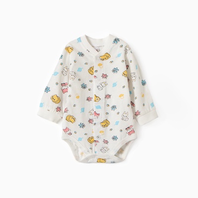 Боди детское с длинным рукавом, цвет экру/ЗВЕРИ, рост 68-74 см