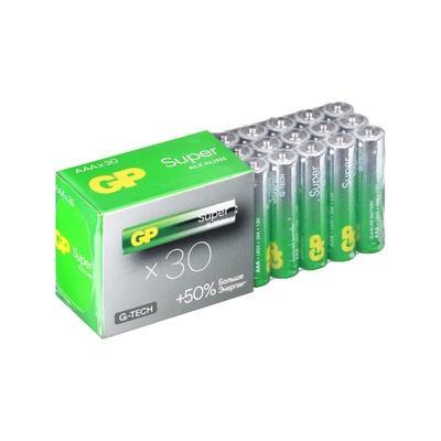 Батарейка алкалиновая GP Super Alkaline G-Tech, AAA, LR03-30BOX, 1.5 В, набор, 30 шт.