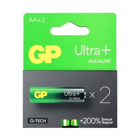 Батарейка алкалиновая GP Ultra Plus Alkaline, AA, LR6-2BL, 1.5В, блистер, 2 шт 10844118