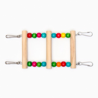 Игрушка для птиц «Лесенка с бусинами», 3 ступени, 23 см, цвет МИКс